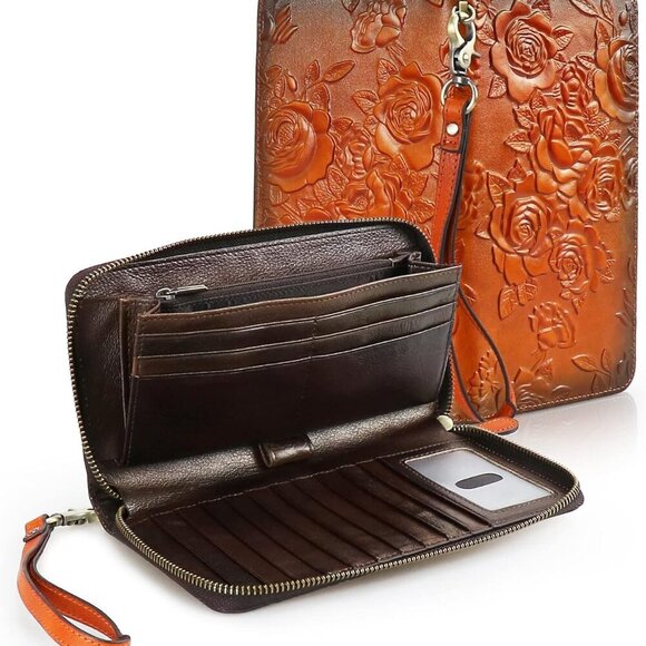 Women’s RFID Blocking Wallet Leather Large Capacity Credit Card Phone Clutch Wit - Picture 7 of 7